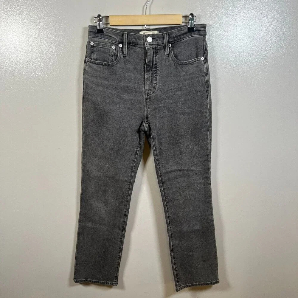 Madewell Slim Demi Boot Cut Jeans Size 26 Gray Cropped Kick Flare High Rise